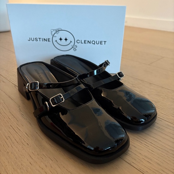 JUSTINE CLENQUET Black Andie Patent Mules - Size 41 - Picture 2 of 6